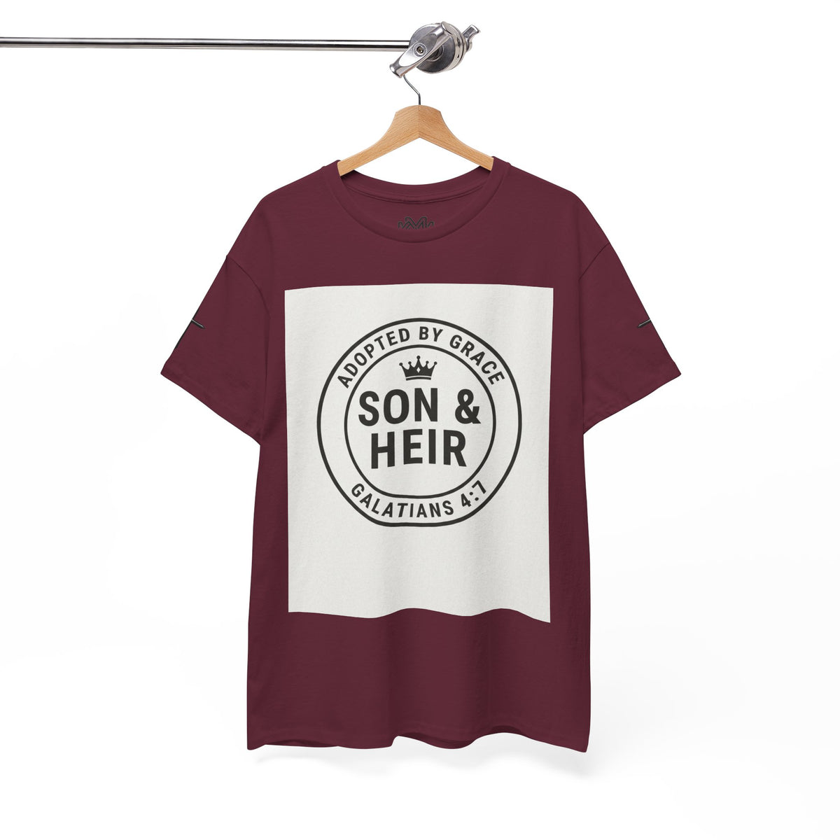 Christian Son & Heir T-Shirt — 'Adopted by Grace' Faith Tee with Jesus Prayer Design