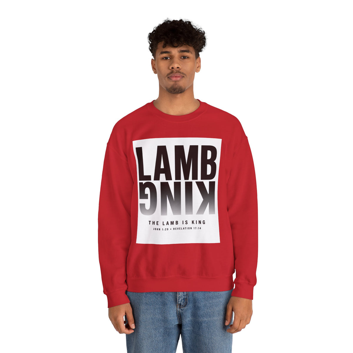 Lamb King Crewneck Sweatshirt — "The Lamb Is King" Christian Graphic Pullover