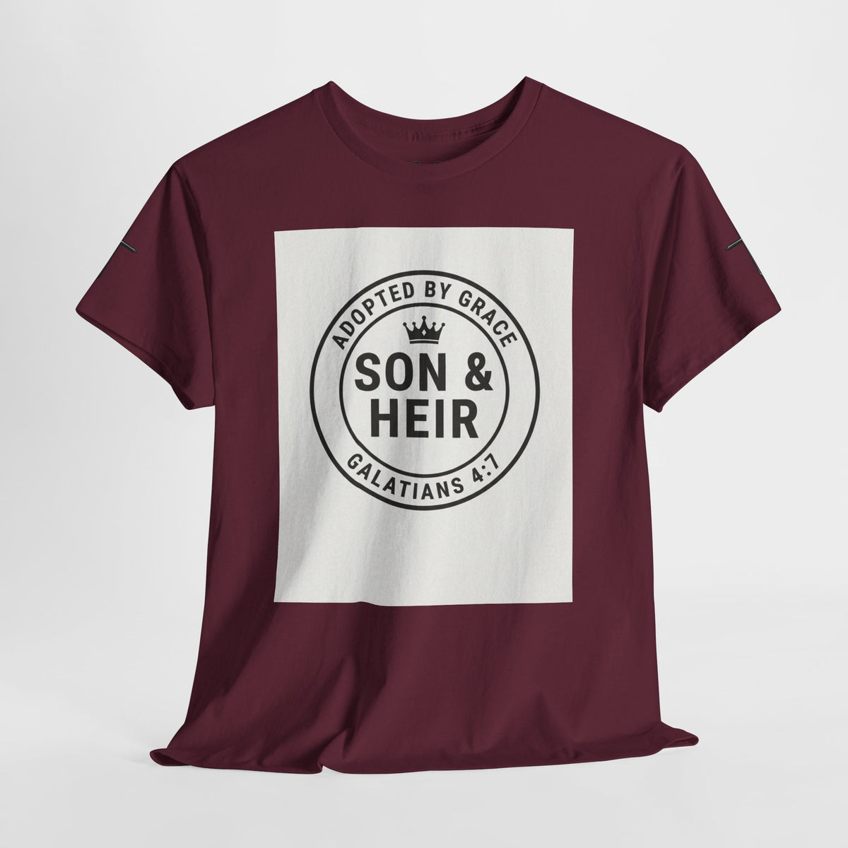 Christian Son & Heir T-Shirt — 'Adopted by Grace' Faith Tee with Jesus Prayer Design