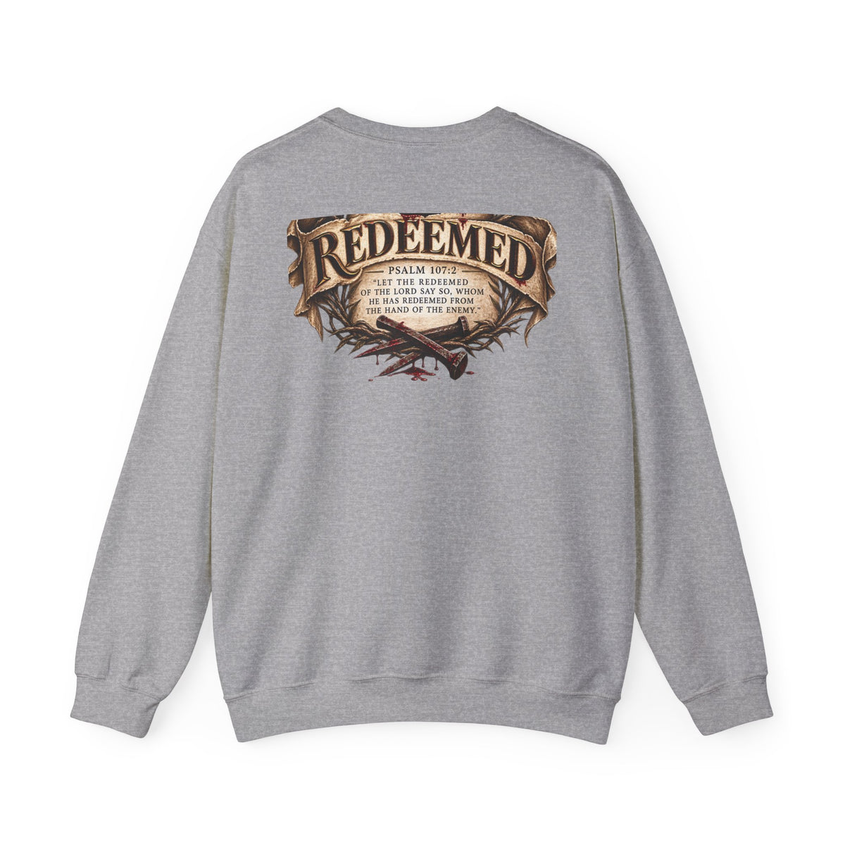 Redeemed Cross Sweatshirt — Christian Faith Crewneck (crown of thorns design)