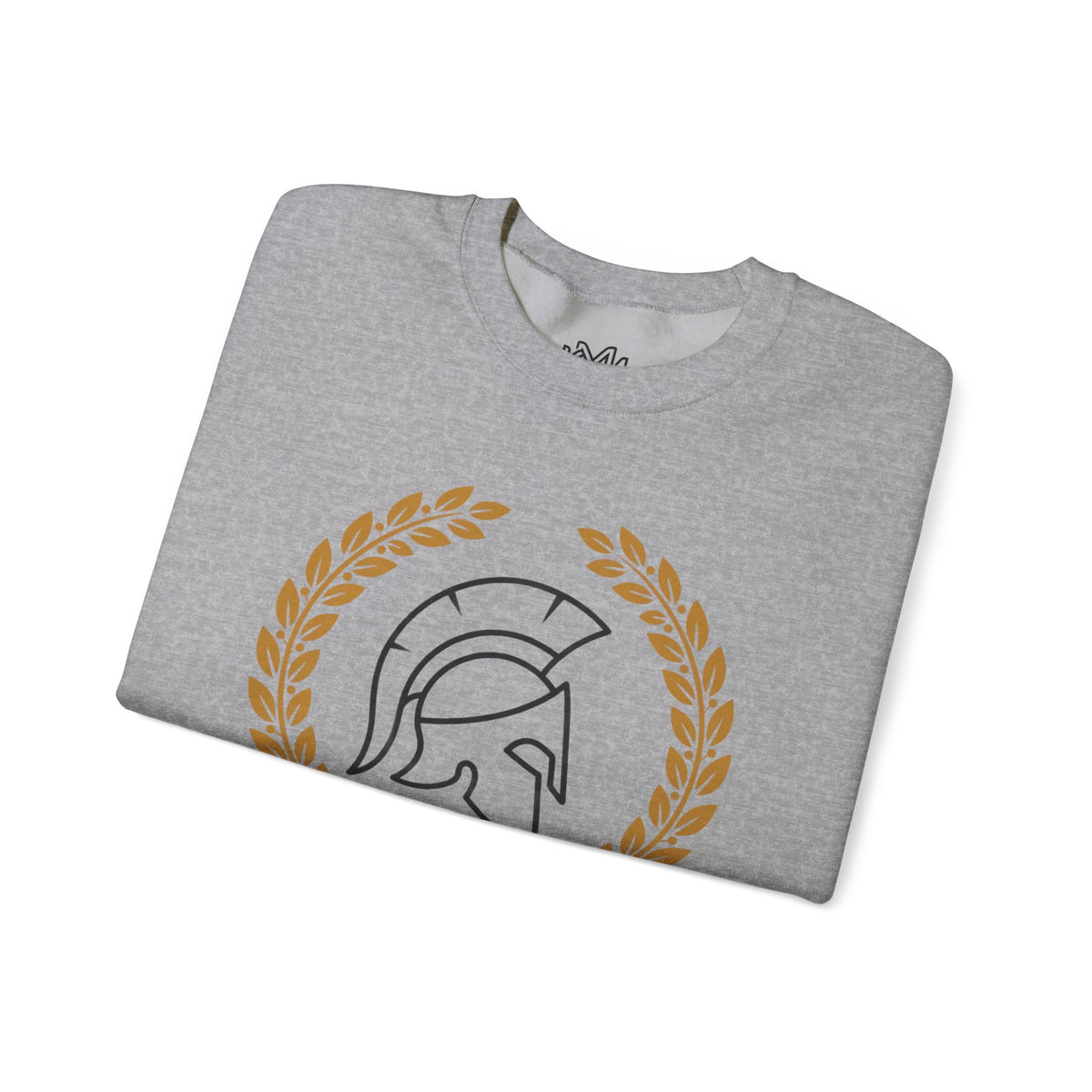 Courage Spartan Helmet Crewneck Sweatshirt — "Courage" with Laurel & Psalm 121:1-2