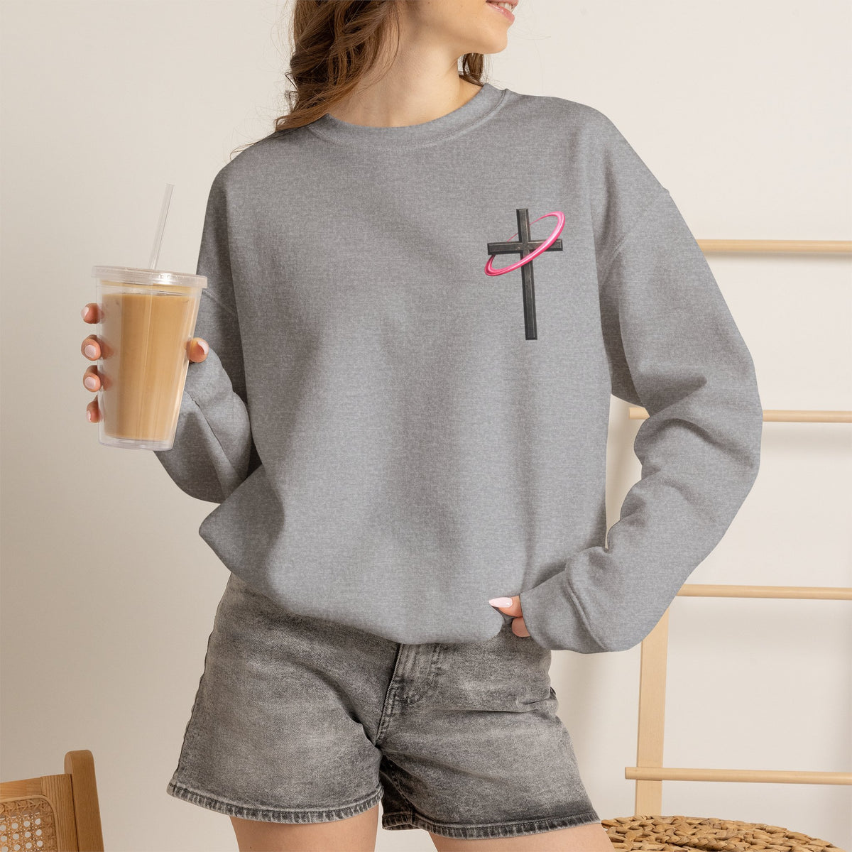 Christian Crewneck Sweatshirt — “With God All Things Are Possible” Inspirational Pullover