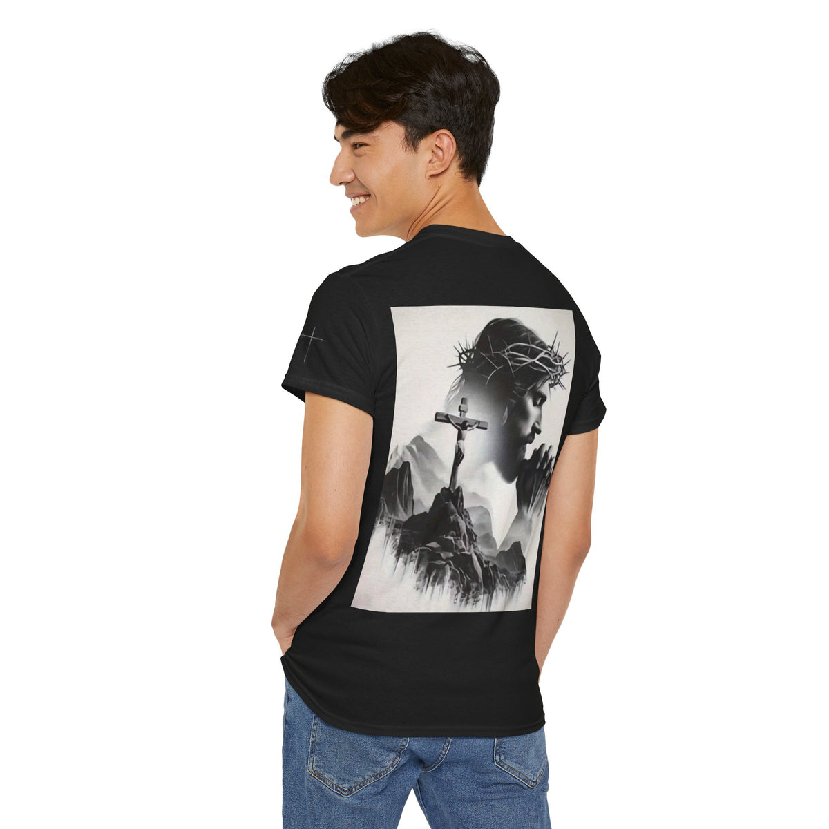 Christian Son & Heir T-Shirt — 'Adopted by Grace' Faith Tee with Jesus Prayer Design