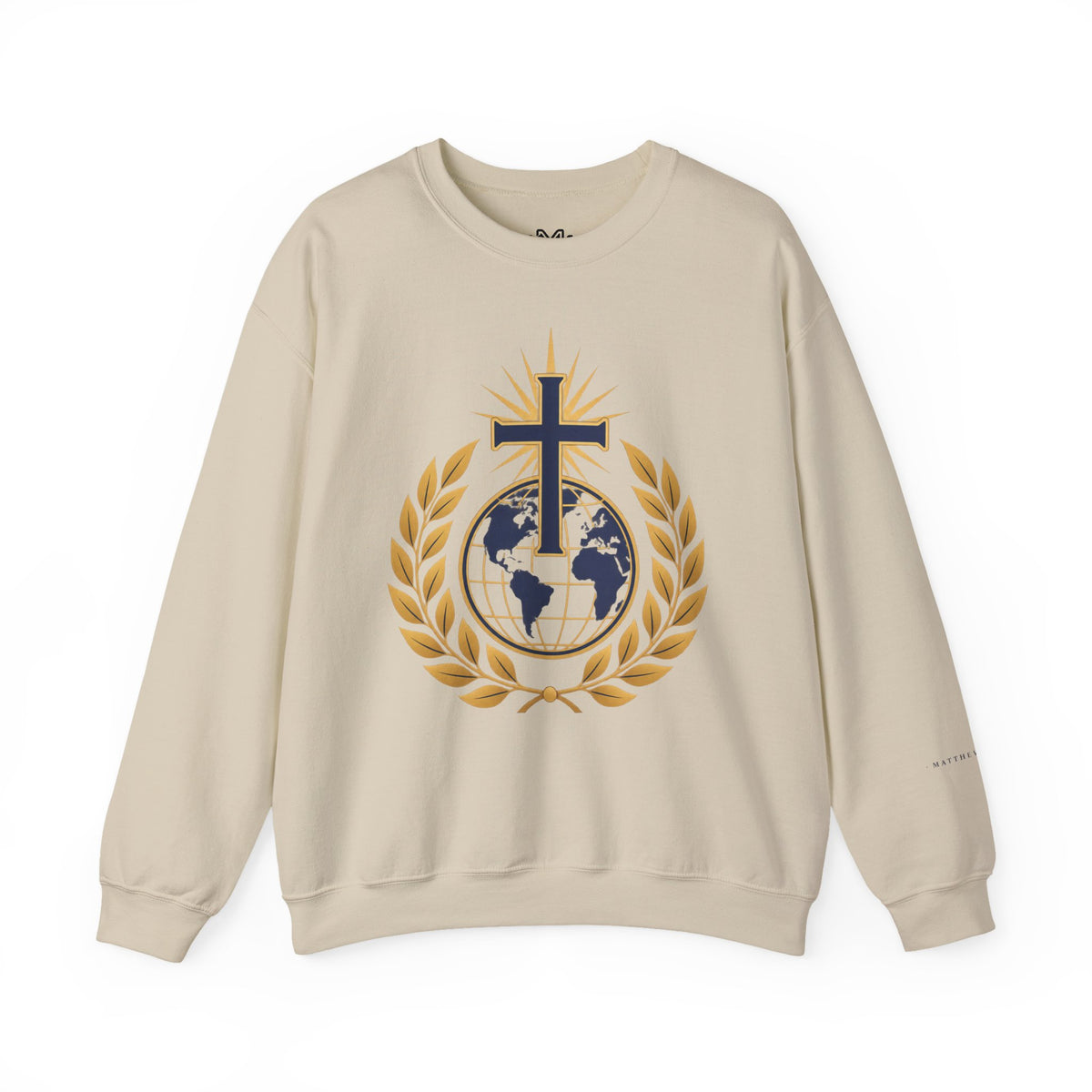 Great Commission Crewneck Sweatshirt — Christian Cross Globe Design
