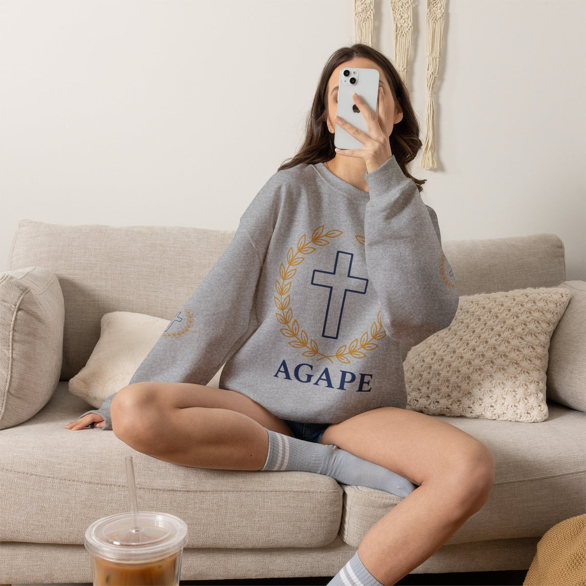 Agape Cross Crewneck Sweatshirt — Christian Faith Pullover
