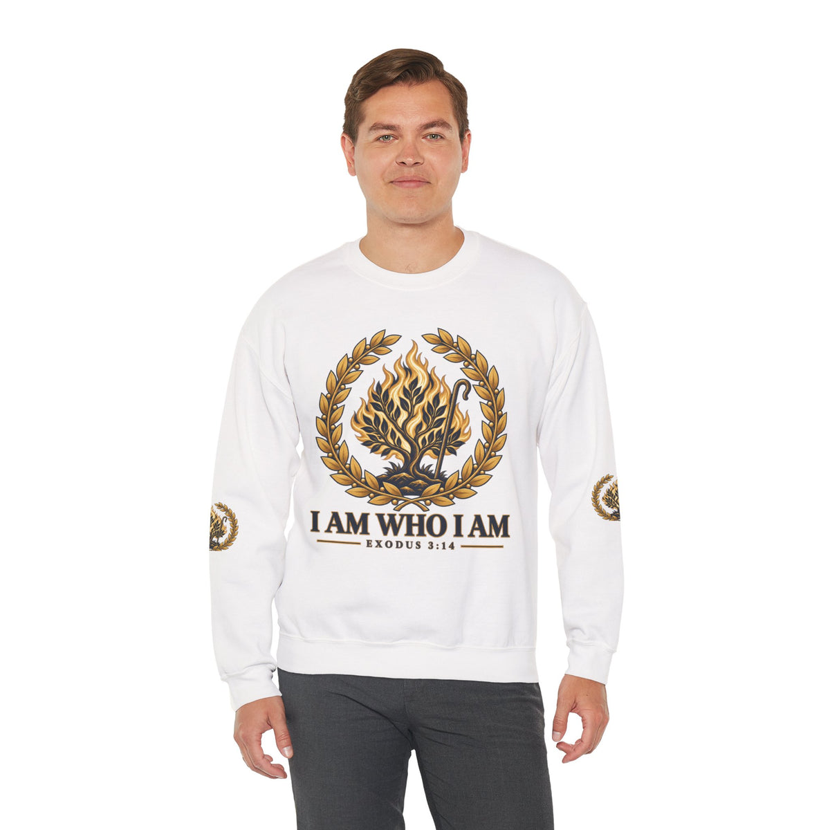 Crewneck Sweatshirt — "I Am Who I Am" Exodus 3:14 Inspirational Pullover