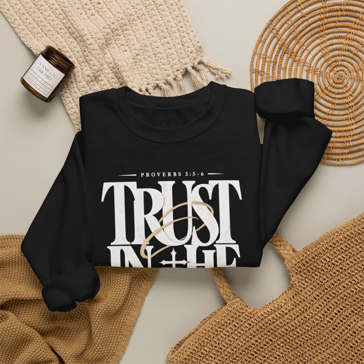Trust in the Lord Crewneck Sweatshirt — Proverbs 3:5-6 Christian Pullover