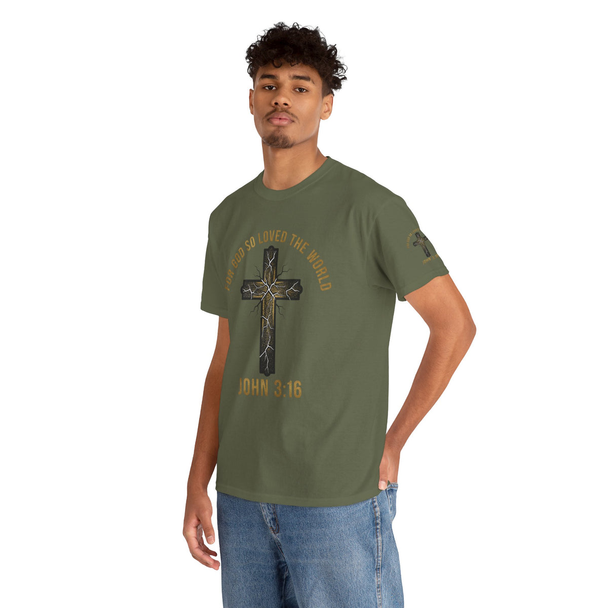 John 3:16 Cross T-Shirt — "For God So Loved the World" Christian Tee