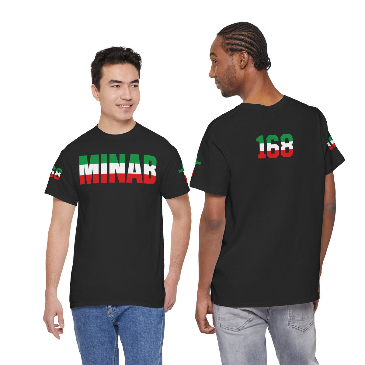 MINAB - Flag Graphic Tee — '168' Back Number Casual T‑Shirt