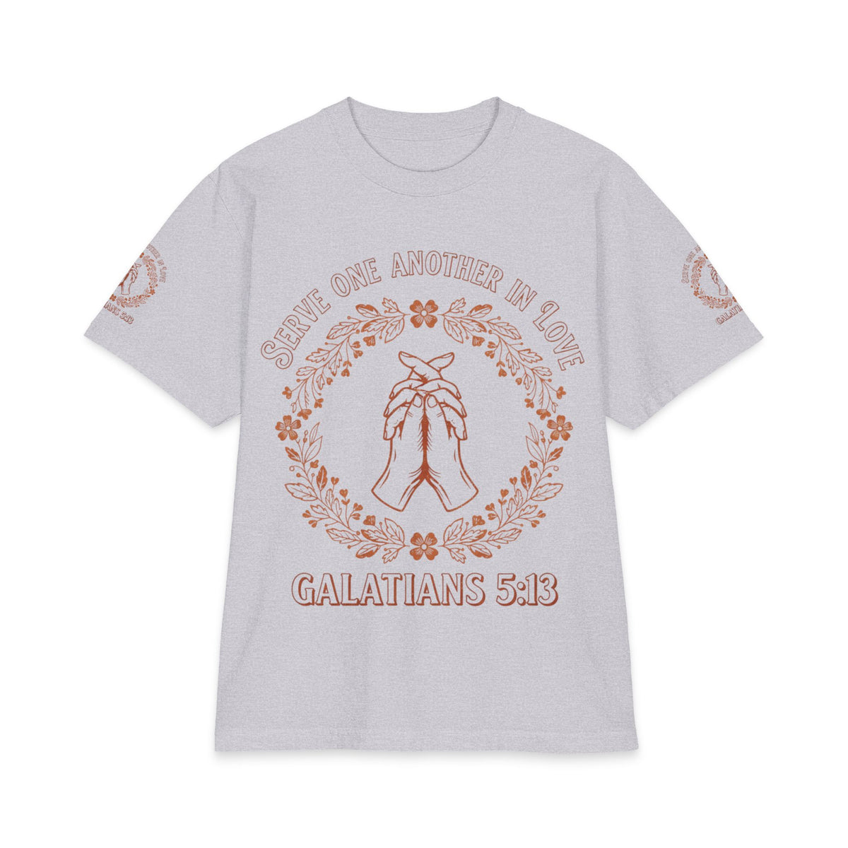 Galatians 5:13 Prayer Hands T-Shirt — Serve One Another in Love Christian Tee