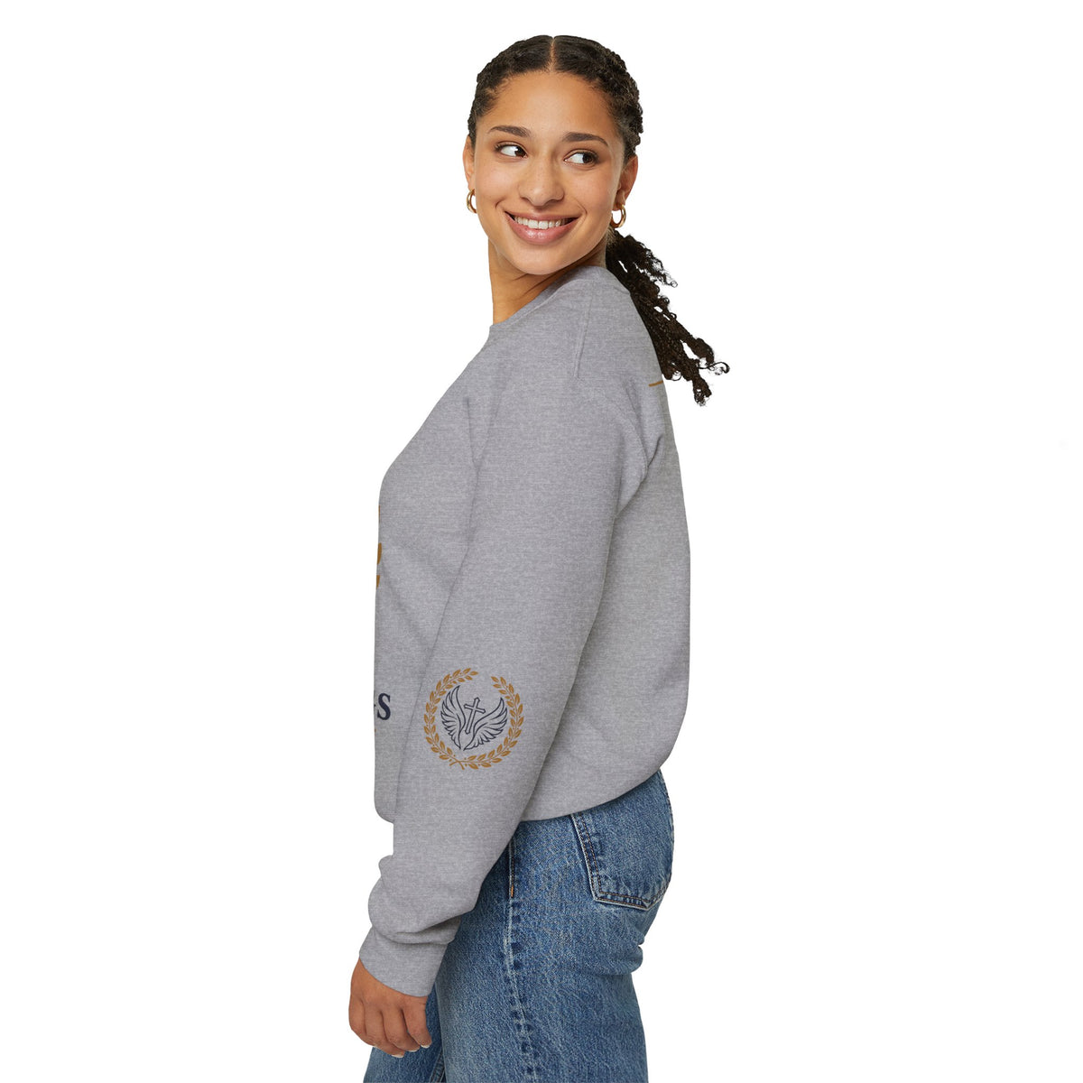 Religious Crewneck Sweatshirt – “Under His Wings” Psalm 91:4 Christian Pullover
