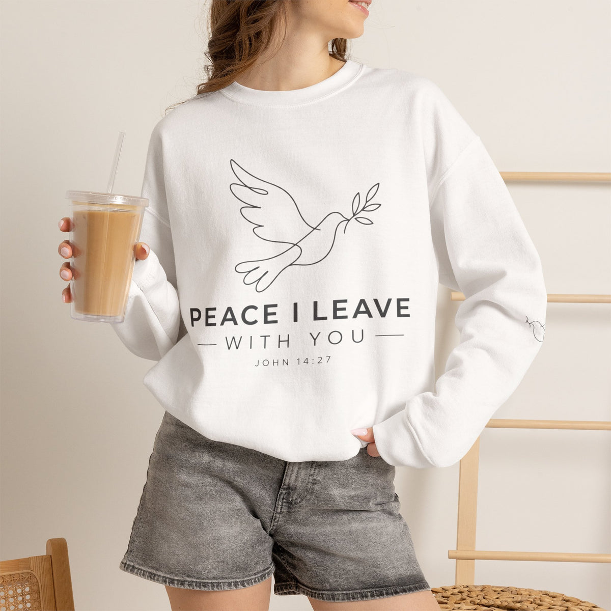 Peace I Leave Crewneck Sweatshirt — Dove & John 14:27 Inspirational Sweatshirt