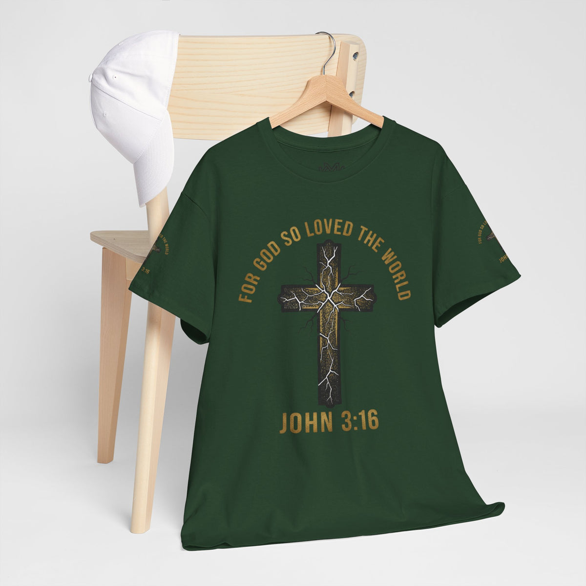 John 3:16 Cross T-Shirt — "For God So Loved the World" Christian Tee