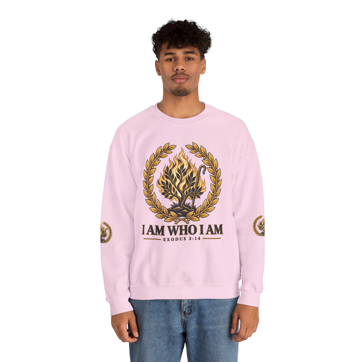 Crewneck Sweatshirt — "I Am Who I Am" Exodus 3:14 Inspirational Pullover