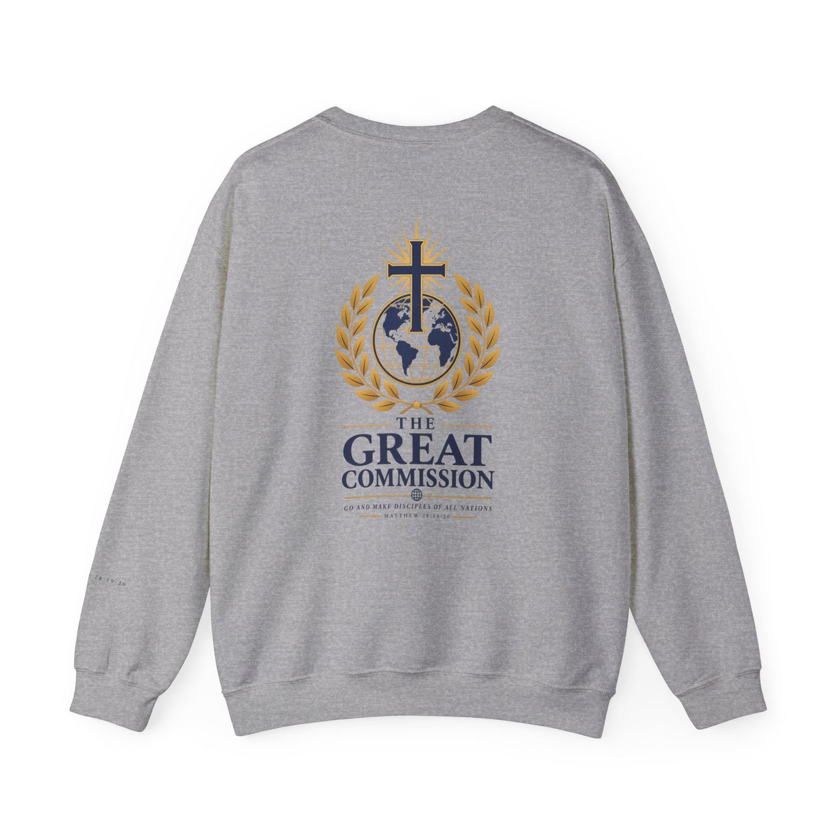 Great Commission Crewneck Sweatshirt — Christian Cross Globe Design