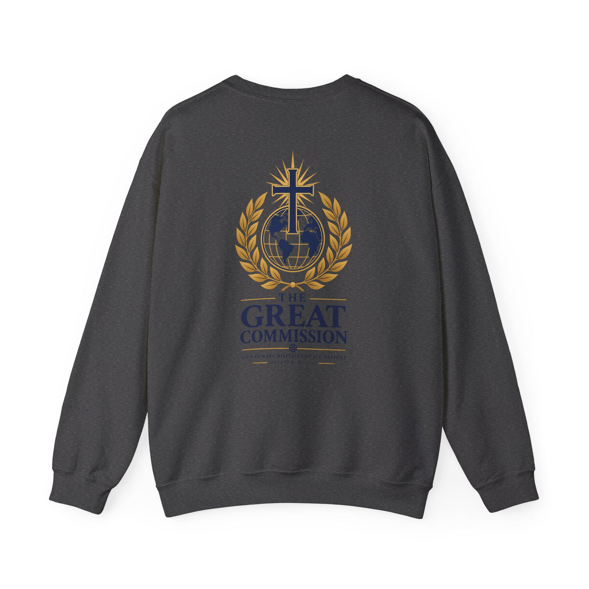 Great Commission Crewneck Sweatshirt — Christian Cross Globe Design