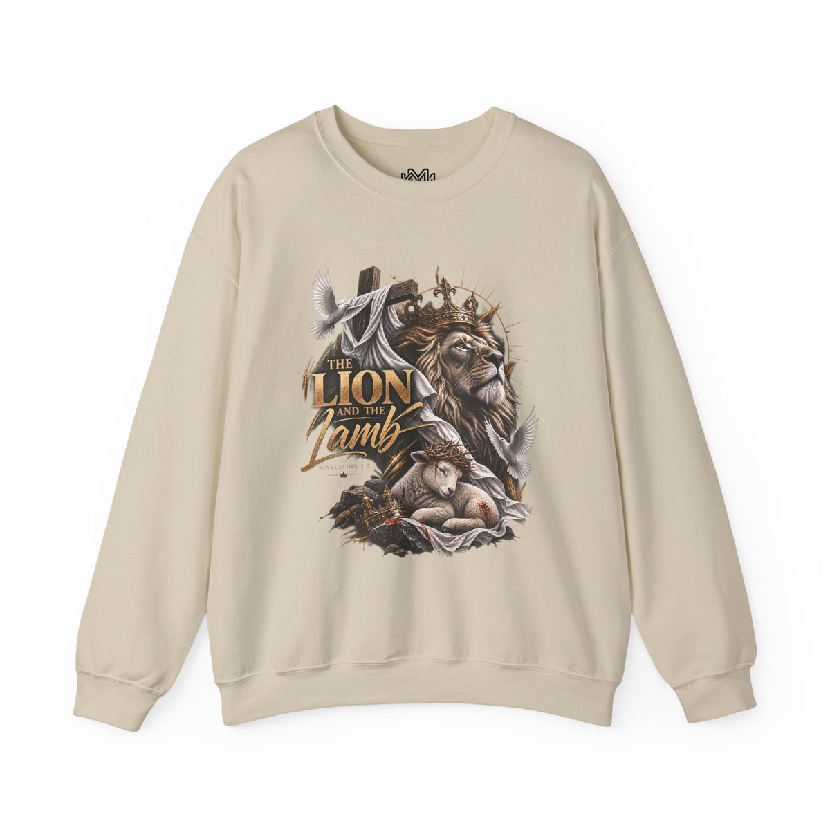 Lion and Lamb Crewneck Sweatshirt — "The Lion and the Lamb" Christian Graphic Pullover