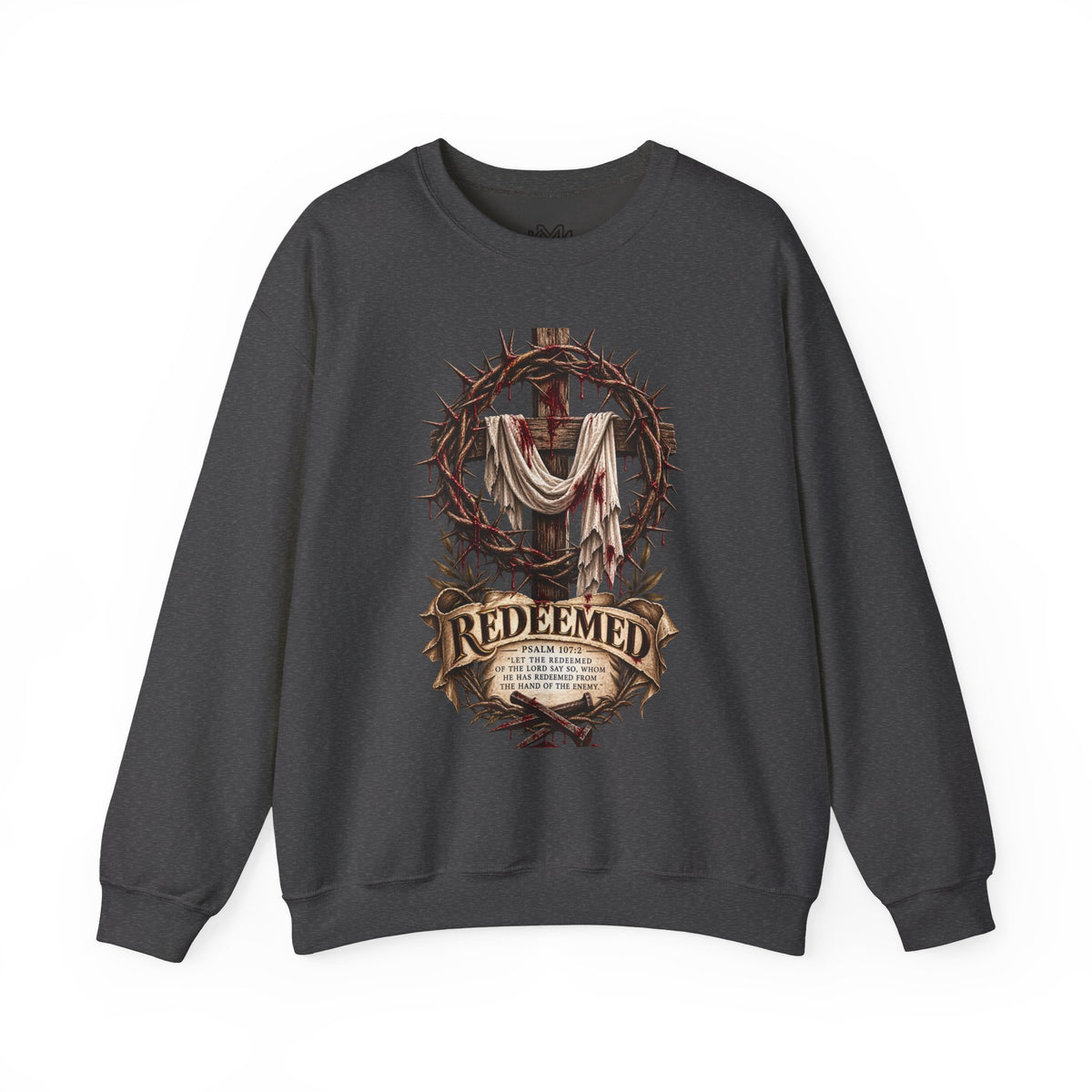 Redeemed Cross Sweatshirt — Christian Faith Crewneck (crown of thorns design)