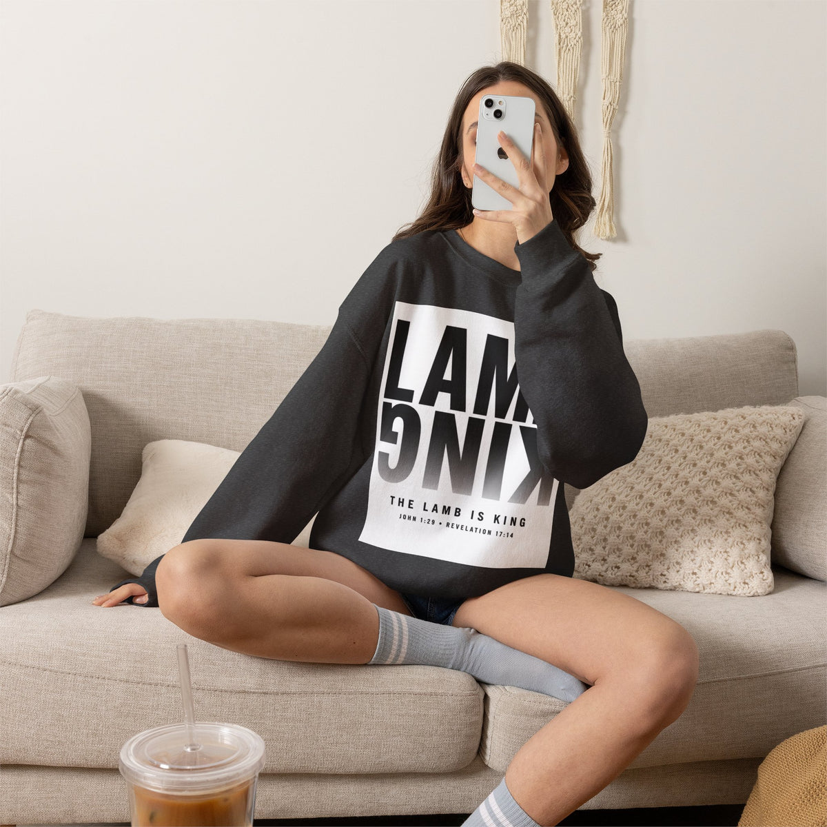 Lamb King Crewneck Sweatshirt — "The Lamb Is King" Christian Graphic Pullover