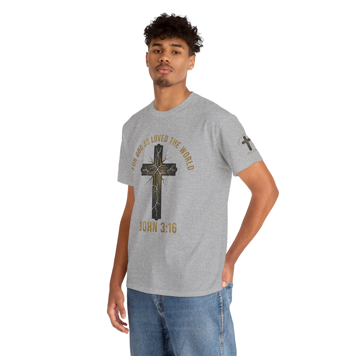 John 3:16 Cross T-Shirt — "For God So Loved the World" Christian Tee