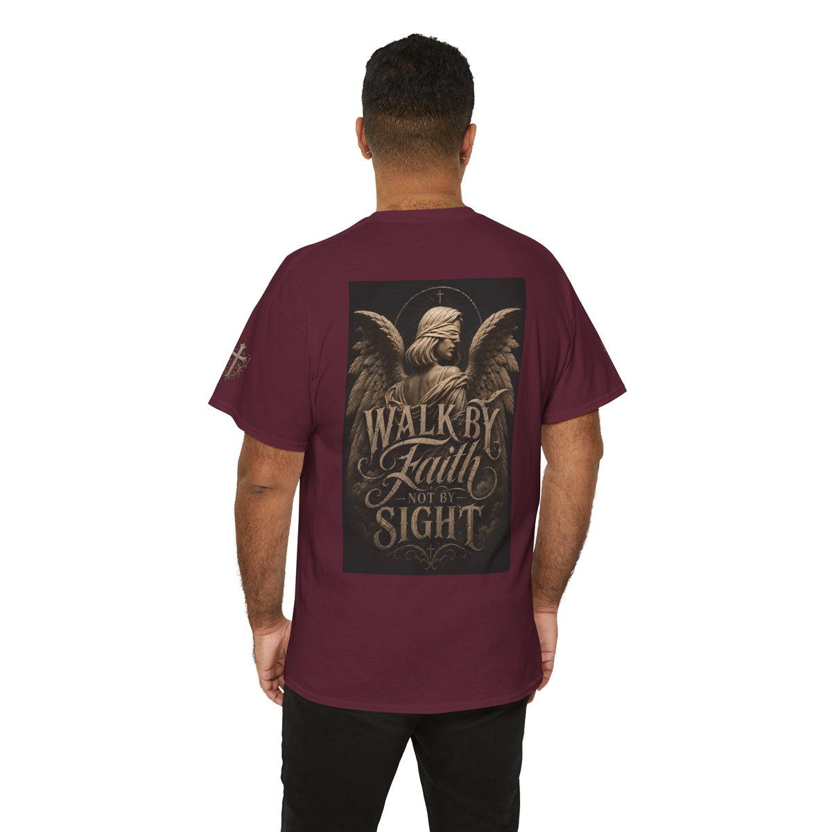 Angel Graphic Tee — "Walk by Faith, Not by Sight" Inspirational T‑Shirt