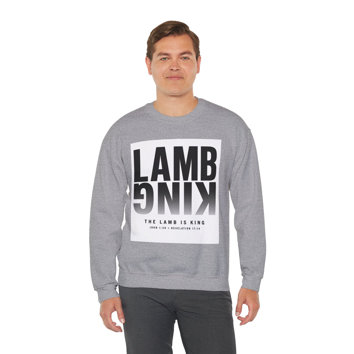 Lamb King Crewneck Sweatshirt — "The Lamb Is King" Christian Graphic Pullover