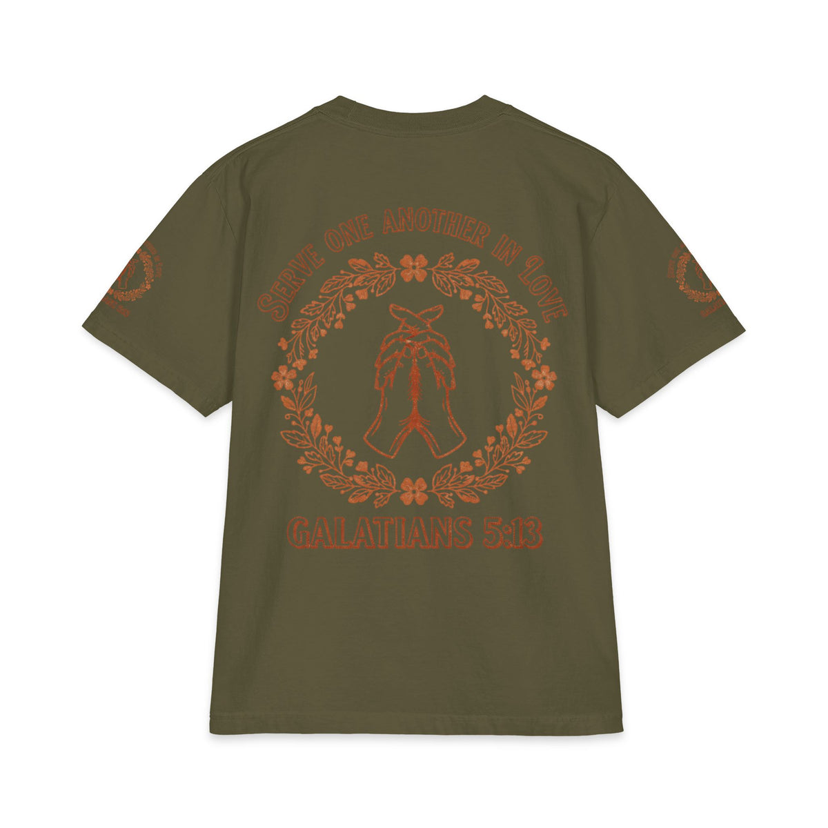 Galatians 5:13 Prayer Hands T-Shirt — Serve One Another in Love Christian Tee