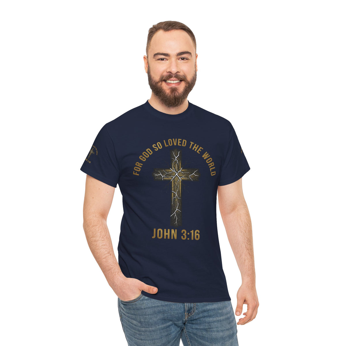 John 3:16 Cross T-Shirt — "For God So Loved the World" Christian Tee