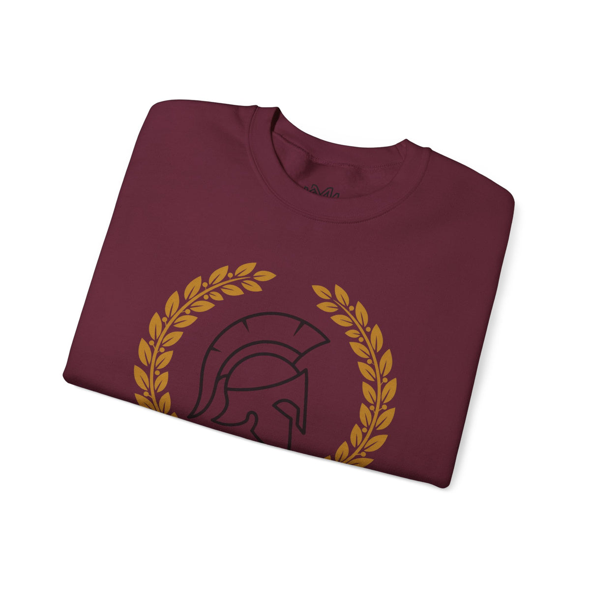 Courage Spartan Helmet Crewneck Sweatshirt — "Courage" with Laurel & Psalm 121:1-2