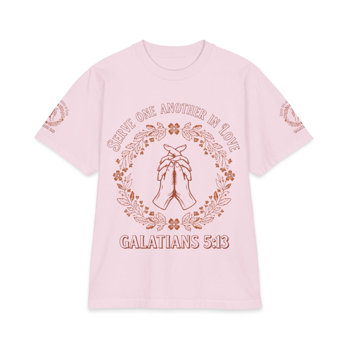 Galatians 5:13 Prayer Hands T-Shirt — Serve One Another in Love Christian Tee