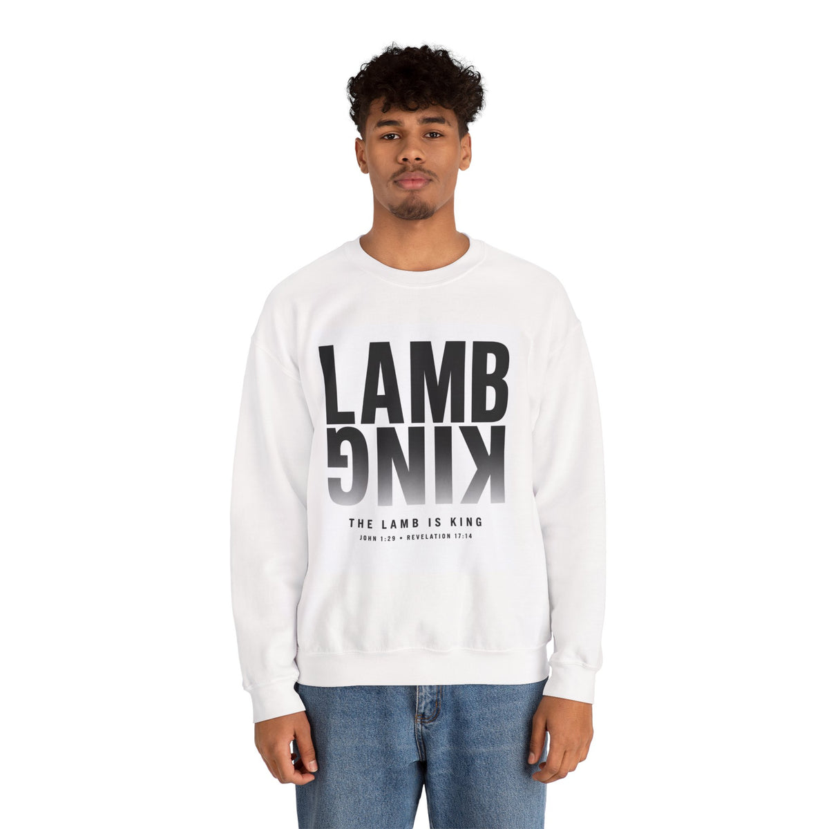Lamb King Crewneck Sweatshirt — "The Lamb Is King" Christian Graphic Pullover