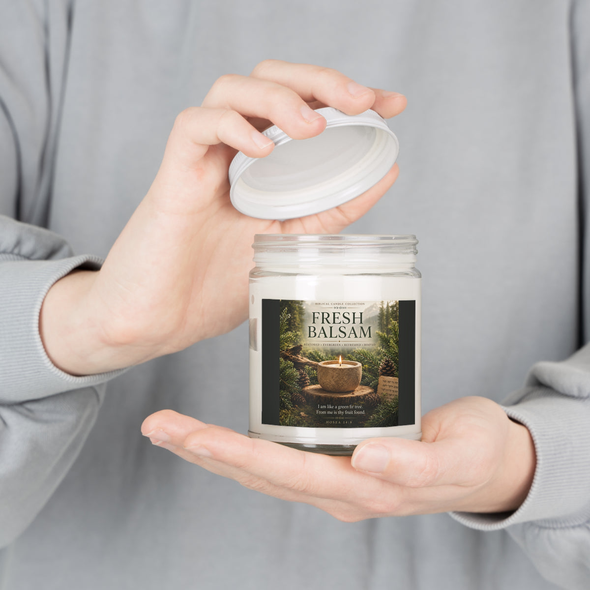 Fresh Balsam Soy Candle 9oz – Scented Jar Candle with White Lid