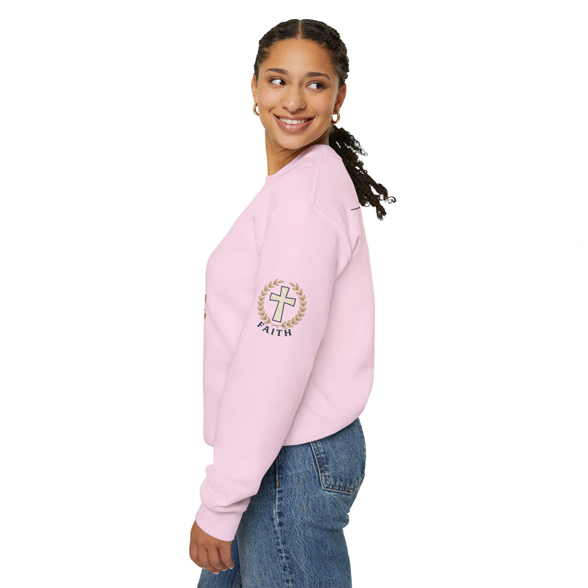 Faith Cross Crewneck Sweatshirt — Christian Psalm 27:1 Pullover
