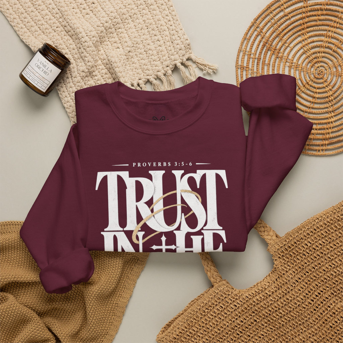Trust in the Lord Crewneck Sweatshirt — Proverbs 3:5-6 Christian Pullover
