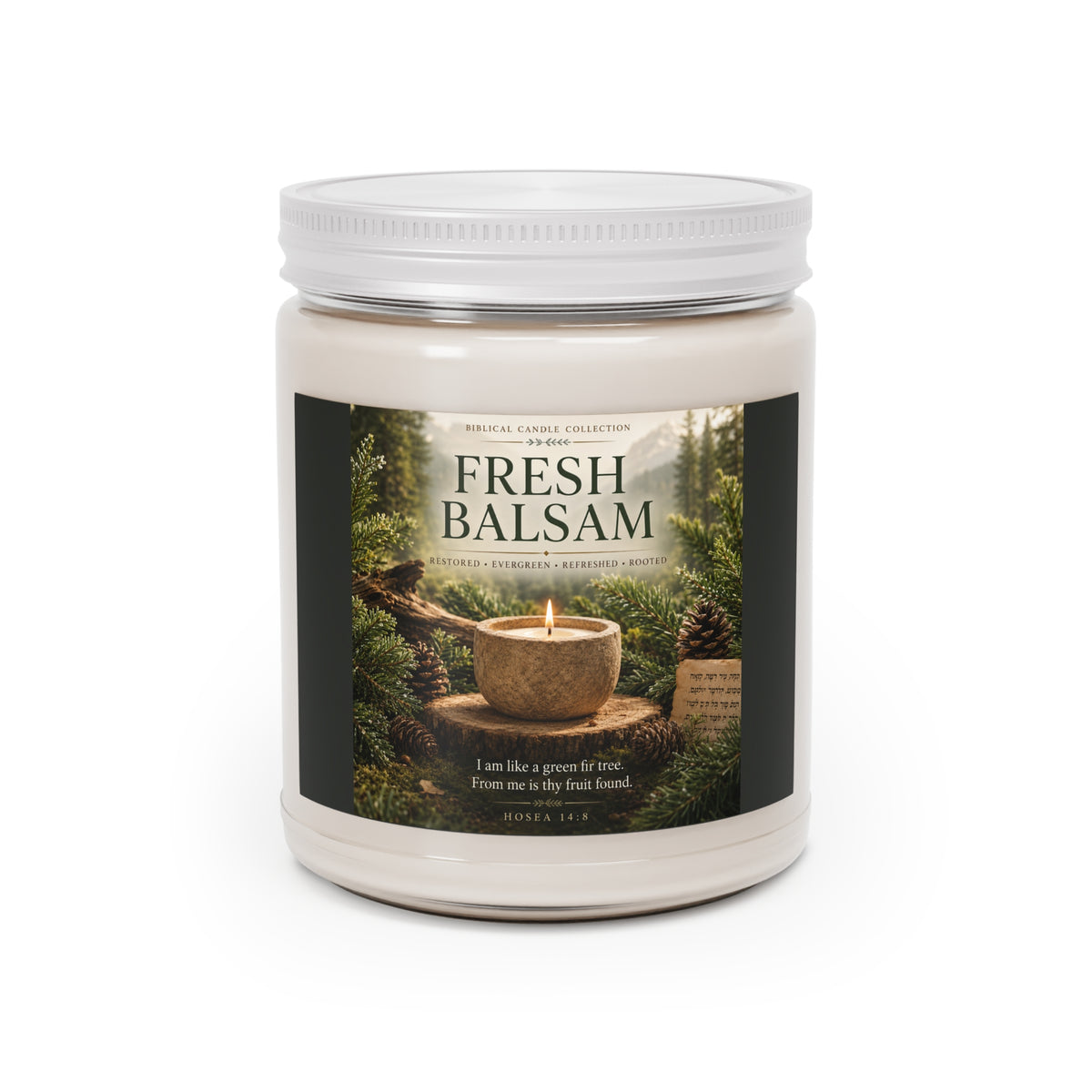 Fresh Balsam Soy Candle 9oz – Scented Jar Candle with White Lid