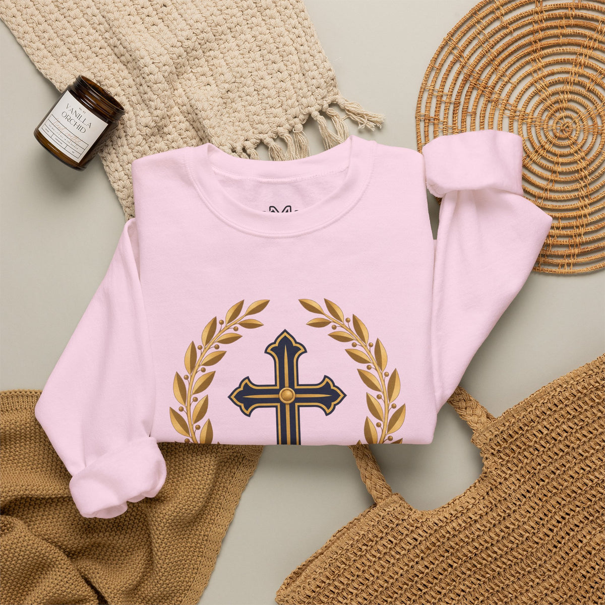 Psalm 27 Crewneck Sweatshirt — "The Lord Is My Light" Christian Cross Pullover