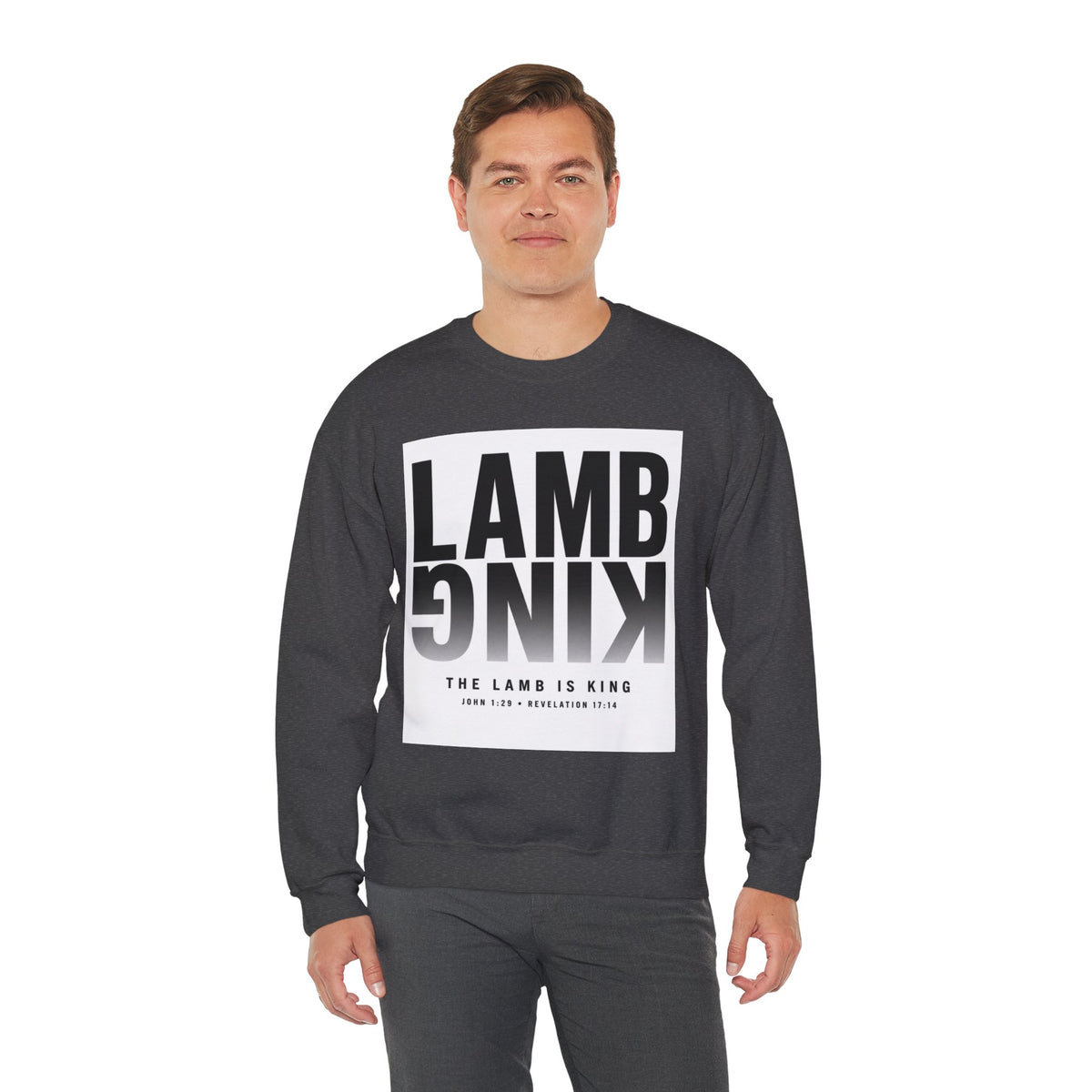 Lamb King Crewneck Sweatshirt — "The Lamb Is King" Christian Graphic Pullover
