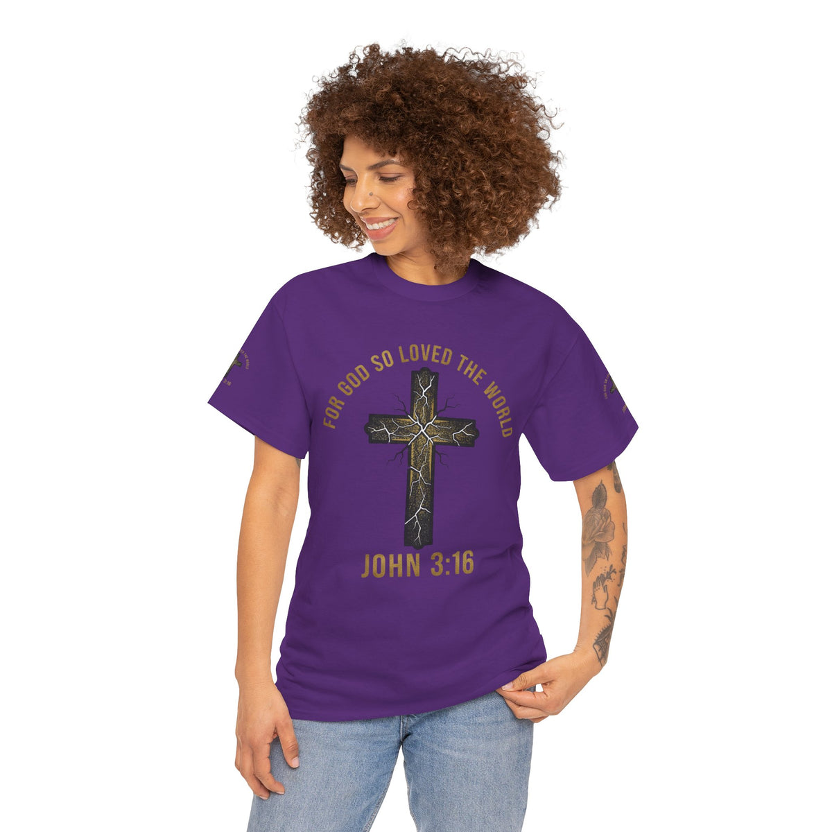 John 3:16 Cross T-Shirt — "For God So Loved the World" Christian Tee