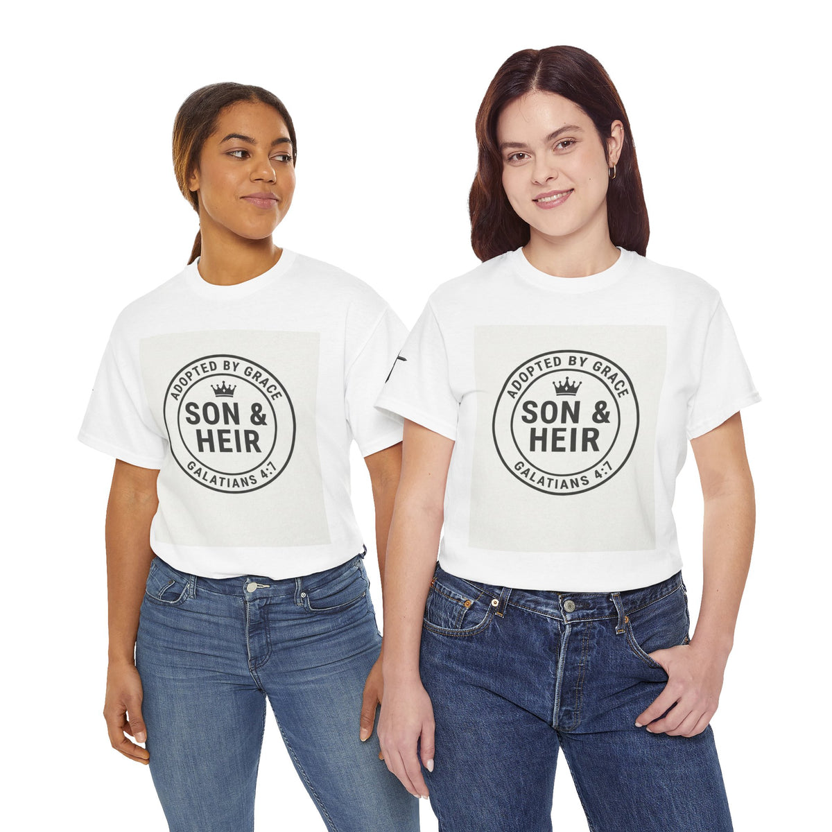 Christian Son & Heir T-Shirt — 'Adopted by Grace' Faith Tee with Jesus Prayer Design