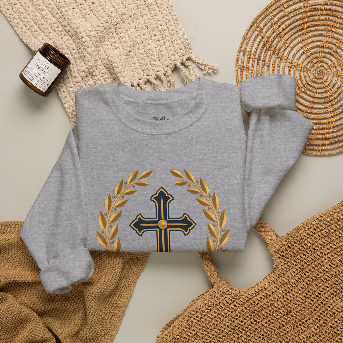 Psalm 27 Crewneck Sweatshirt — "The Lord Is My Light" Christian Cross Pullover