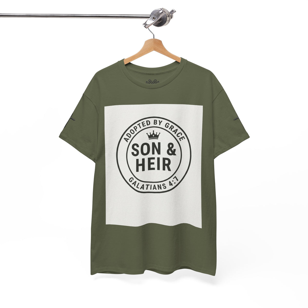 Christian Son & Heir T-Shirt — 'Adopted by Grace' Faith Tee with Jesus Prayer Design