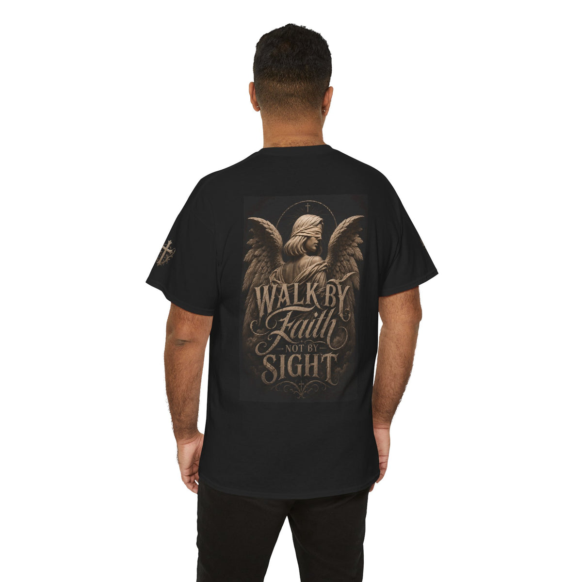 Angel Graphic Tee — "Walk by Faith, Not by Sight" Inspirational T‑Shirt