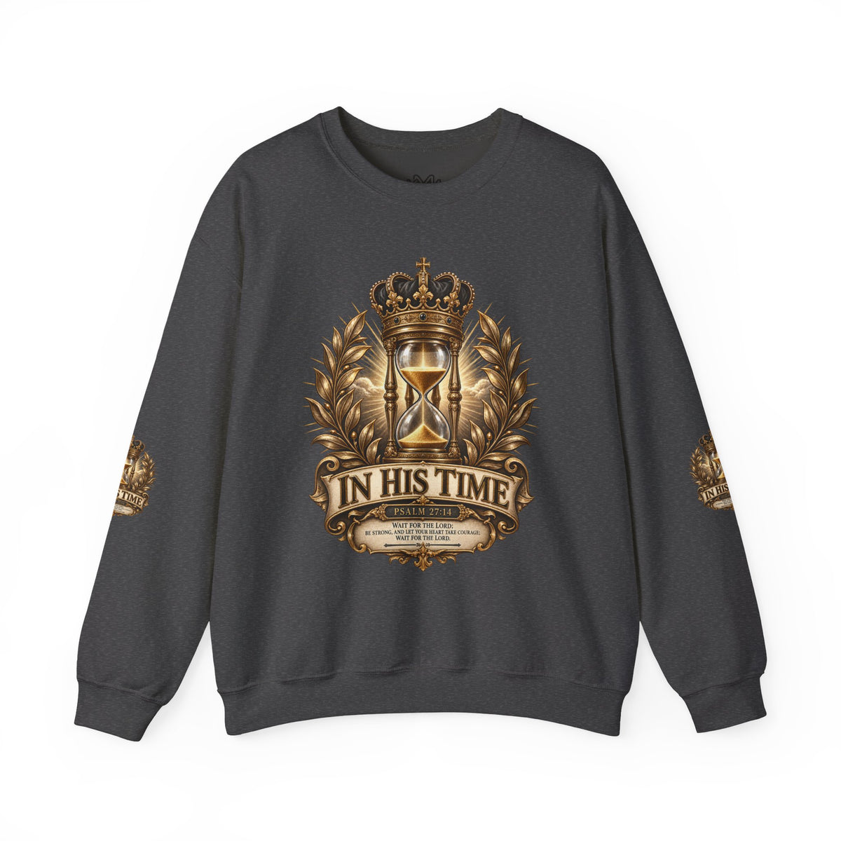 In His Time Crewneck Sweatshirt – Inspirational Christian Scripture Hourglass Design