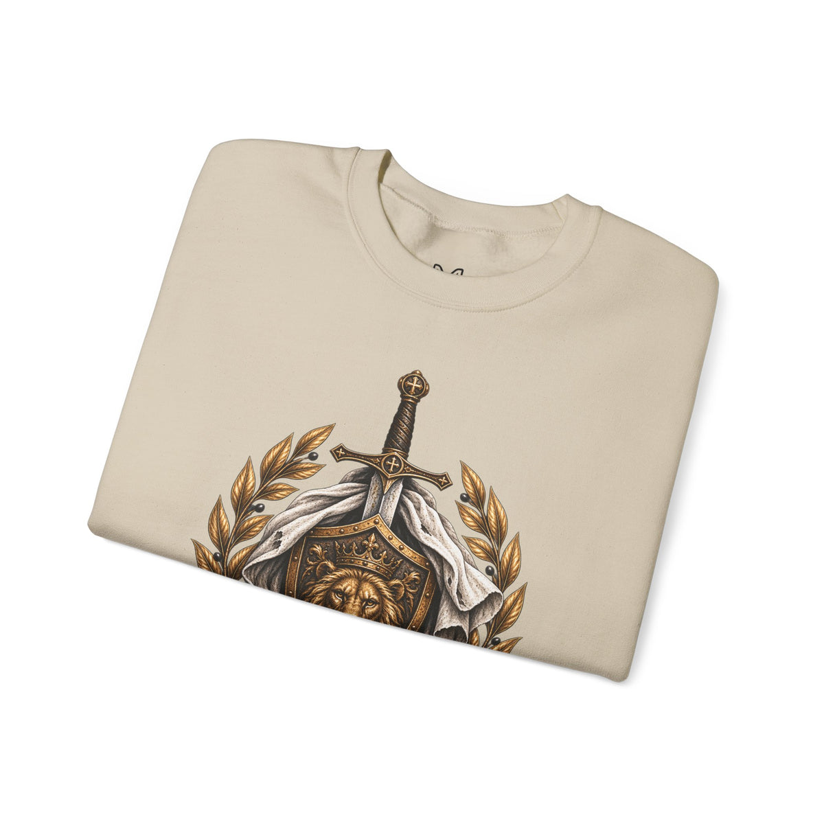 Crewneck Sweatshirt — 'Refuge' Lion & Sword Psalm 91:4 Christian Pullover