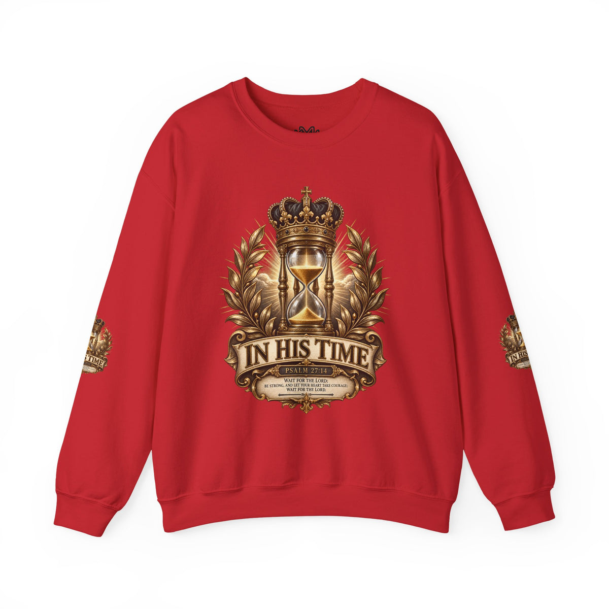 In His Time Crewneck Sweatshirt – Inspirational Christian Scripture Hourglass Design