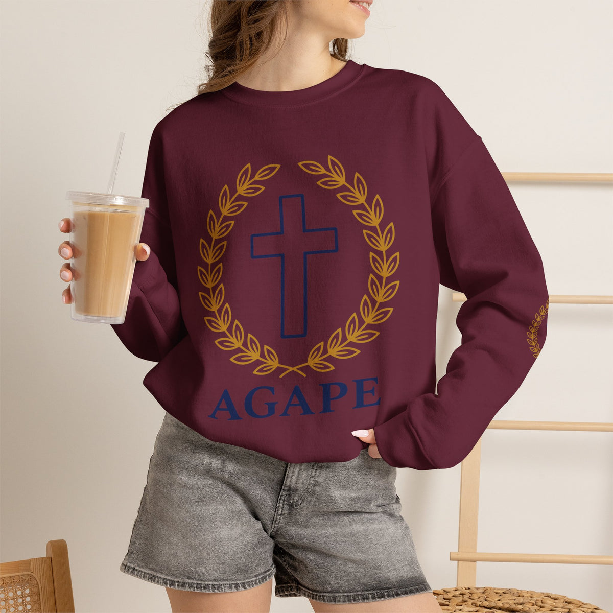 Agape Cross Crewneck Sweatshirt — Christian Faith Pullover
