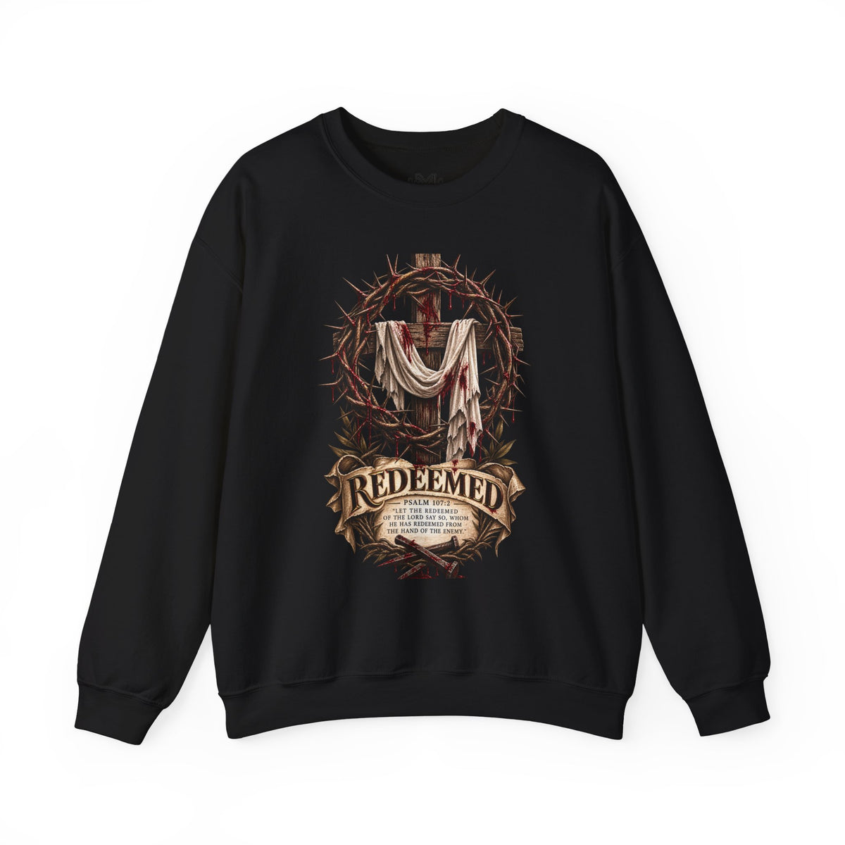 Redeemed Cross Sweatshirt — Christian Faith Crewneck (crown of thorns design)