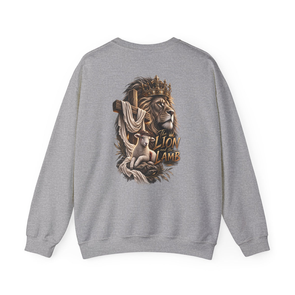 Lion and Lamb Crewneck Sweatshirt — "The Lion and the Lamb" Christian Graphic Pullover