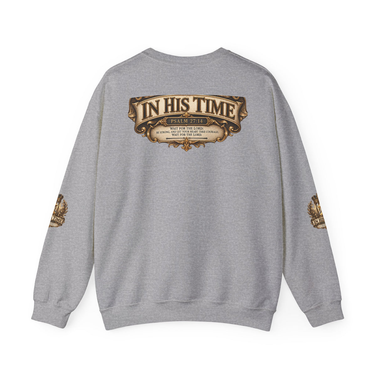 In His Time Crewneck Sweatshirt – Inspirational Christian Scripture Hourglass Design