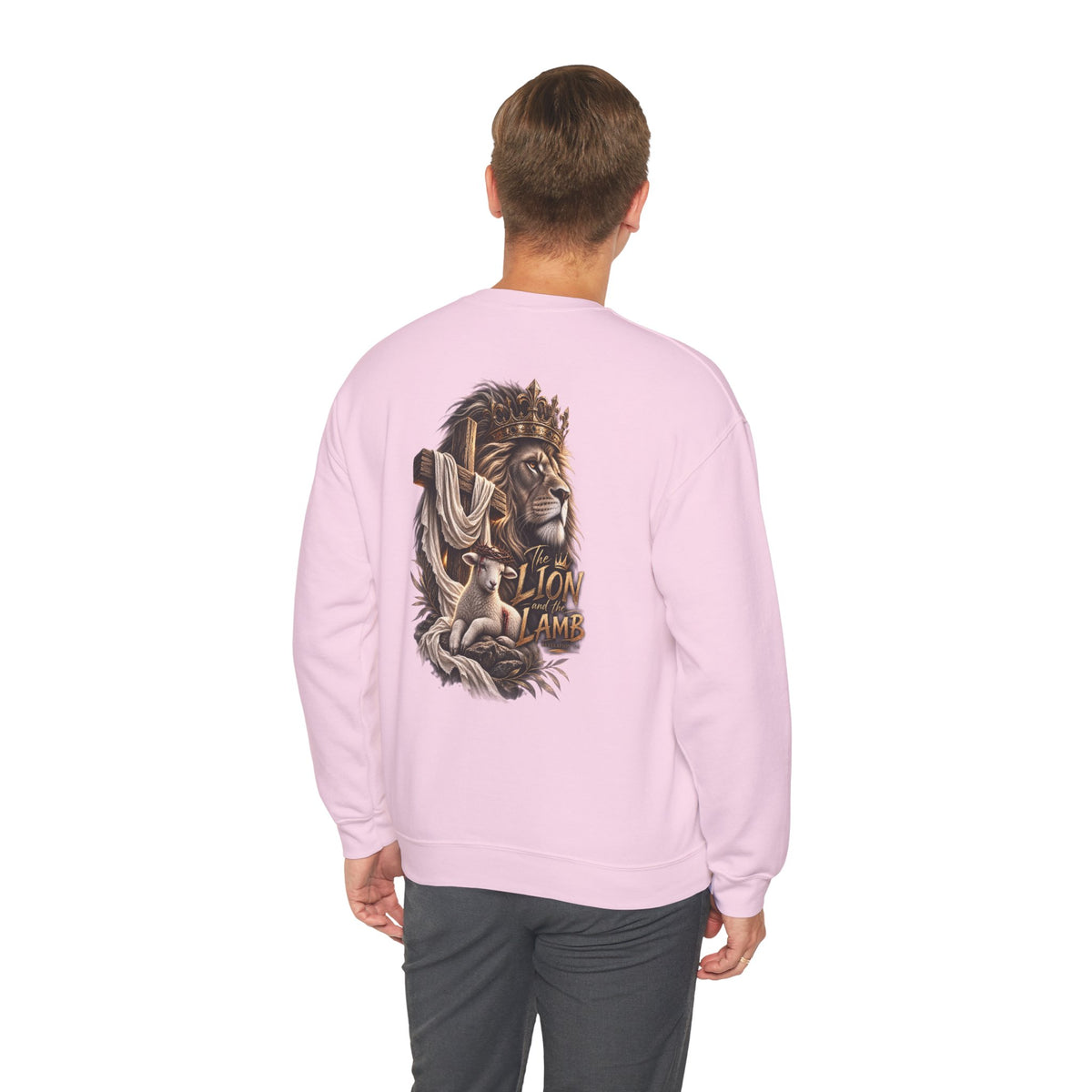 Lion and Lamb Crewneck Sweatshirt — "The Lion and the Lamb" Christian Graphic Pullover